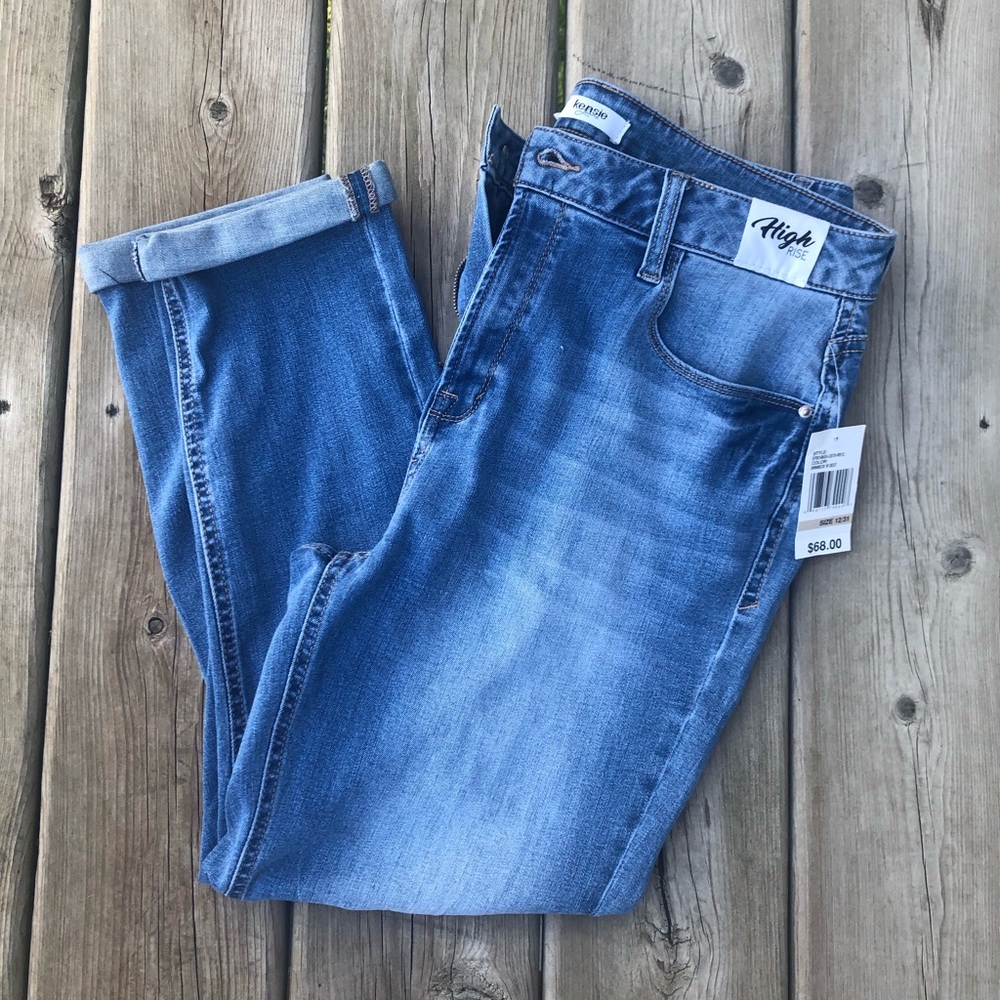 Kensie Jeans High Rise Cuffed Jeans, Light Wash